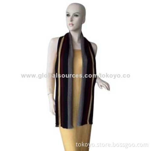 Wool scarf with knitting and stripe, for fashion men
